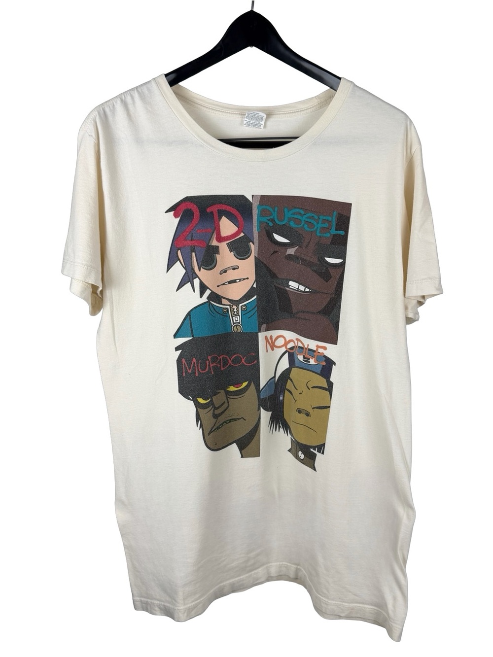 Vintage Y2K Gorillaz 2-D Music Punk Cartoon Graphic White Band Shirt Size L